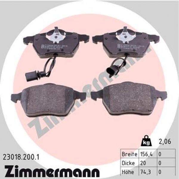 Zimmermann 23018.200.1 Bremsbeläge Bremsbelagsatz Scheibenbremse Vorne