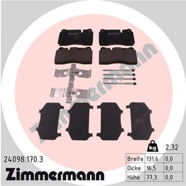 Zimmermann 24098.170.3 Bremsbeläge Bremsbelagsatz Scheibenbremse Vorne