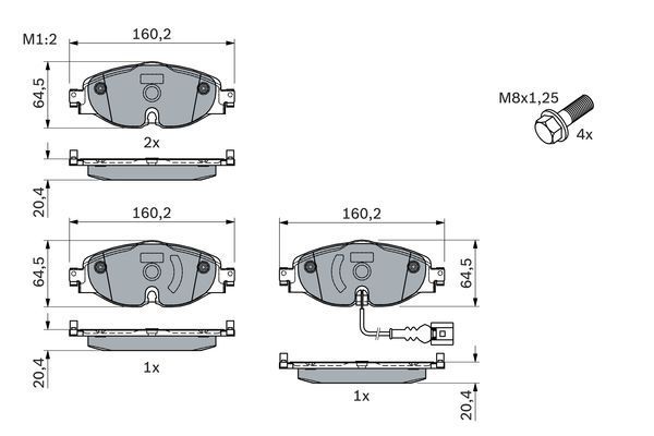 Bosch 0986494660 Bremsbeläge Bremsbelagsatz Scheibenbremse Vorne