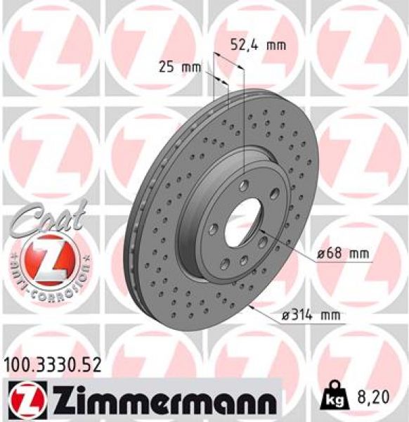 Zimmermann SPORT 100.3330.52 Bremsscheibe Vorne 314x25mm 5 x 112