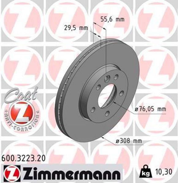 Zimmermann 600.3223.20 Bremsscheibe Vorne 308x29,5mm 5 x 120