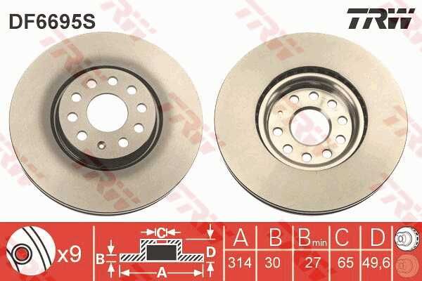 TRW DF6695S Bremsscheibe Vorne 314x30mm 5 x 112