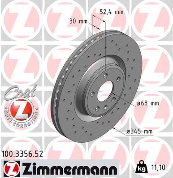 Zimmermann SPORT 100.3356.52 Brake disc Front 345x30mm 5 x 112