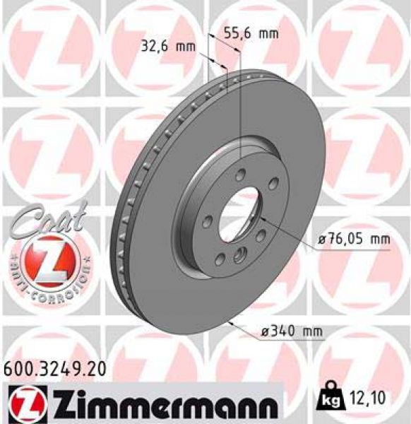 Zimmermann 600.3249.20 Brake disc front 340x32.6mm 5 x 120