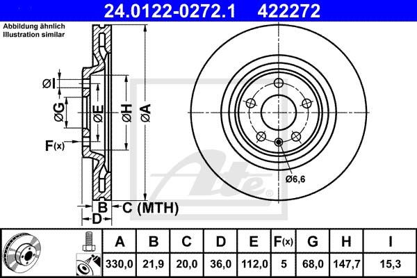 ATE 24.0122-0272.1 Rear brake disc 330x21.9mm 5 x 112