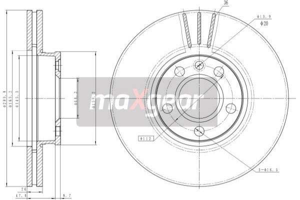 MaxGear 19-1035 brake disc front 300x26mm 5 x 112