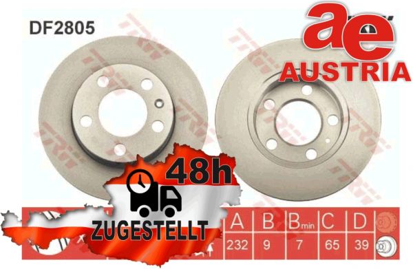 TRW DF2805 Bremsscheibe Vorne 230x9mm 5 x 100