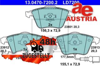 ATE Ceramic 13.0470-7200.2 Bremsbeläge Bremsbelagsatz Scheibenbremse Vorne