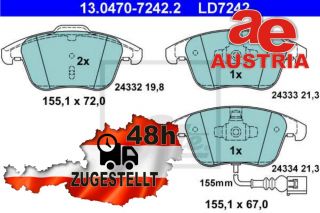ATE Ceramic 13.0470-2765.2 Bremsbeläge Bremsbelagsatz Scheibenbremse Vorne