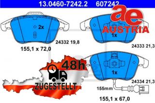 Ate 13.0460-7242.2 Bremsbeläge Bremsbelagsatz Scheibenbremse Vorne