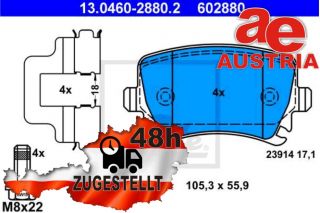 ATE 13.0460-2880.2 Bremsbeläge Bremsbelagsatz Scheibenbremse Hinten