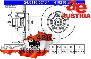 ATE 24.0110-0210.1 Rear brake disc 245x10mm 5 x 112