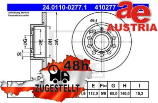 ATE 24.0110-0277.1 Bremsscheibe Hinten 253x10mm 5 x 112