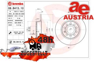 Brembo 08.B413.11 Bremsscheibe Hinten 272x9,7mm 5 x 112