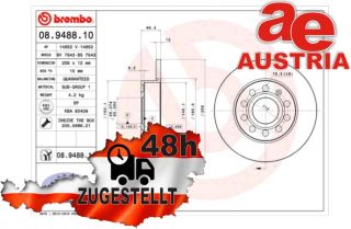 Brembo 08.9488.11 Bremsscheibe Hinten 256x12mm 5 x 112