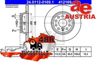 ATE 24.0112-0169.1 Bremsscheibe Hinten 282x12mm 5 x 112
