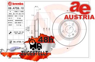 Brembo 08.A759.10 Bremsscheibe Hinten 300x12mm 5 x 112