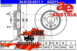 ATE 24.0122-0211.1 Rear brake disc 294x21.9mm 5 x 120