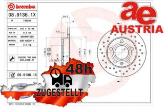 Brembo 08.9136.11 Bremsscheibe Hinten 245x10mm 5 x 112