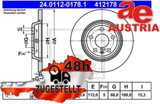 ATE 24.0112-0178.1 Bremsscheibe Hinten 300x12mm 5 x 112